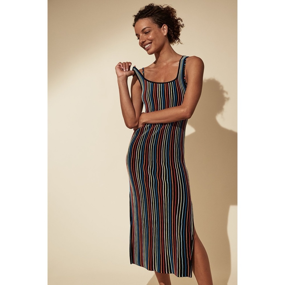 NWOT Solid and Stripe The Kimberly Knit Midi Dress in Rainbow Pinstripe sz S
